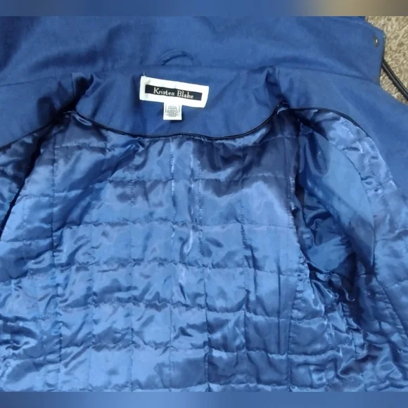 Kristen Blake Winter Jacket Blue Hooded, ZipUp Snaps, Pockets, Insulated Lined,M - Picture 8 of 16